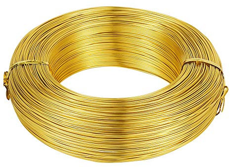 PandaHall - Filo in alluminio da 18 mm di diametro, 1 mm, per creazione di gioielli, colore: oro