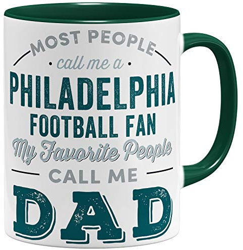 OM3® Philadelphia-Fan Tasse | Keramik Becher | American Football Mug | 11oz 325ml | Beidseitig Bedruckt | Grün