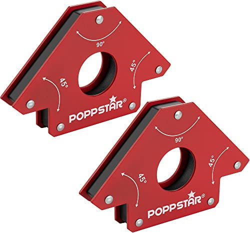 Poppstar Squadra Magnetica per Saldatura (Grande, 2 Pezzi) con Forza di Tenuta 34 kg, Angoli 45°, 90°, 135°