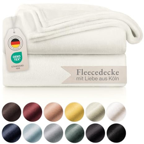 Blumtal Kuscheldecke flauschig - Oeko-TEX zertifizierte Fleecedecke 220x240 cm - Wohndecke 220x240 cm - Decke Couch Wohn- & Kuscheldecke - Flauschdecke/Decke für Couch - Fleecedecken 220x240 cm Creme