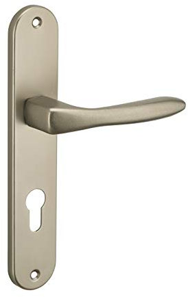 THIRARD - Ensemble de Poignées pour Porte d'Entrée Hera - Acier Embouti - Usage Pratique - Trou de Cylindre - Carré 7 mm - Entr'Axes 195 mm - Finition Nickelé Satiné - Gris