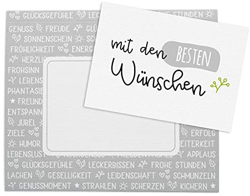 KuschelICH Geschenkverpackung für Merci Schokolade - 4 Banderolen mit 4 Postkarten (Beste Wünsche)