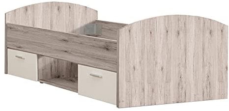 FORTE Winnie Jugendbett, Sonoma Eiche Dekor kombiniert mit Weiß, 206,4 x 96 x 65 cm
