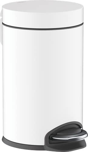 hansgrohe AddStoris - Badezimmer Mülleimer, Mülleimer Bad mit 3 l Fassungsvermögen, Kosmetikeimer, Treteimer, Badezimmer Zubehör, Mattweiß, 41775700