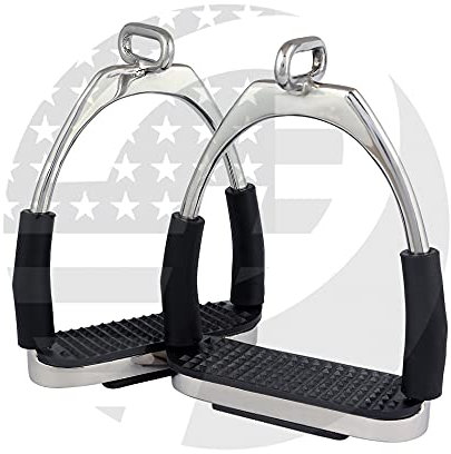 Offset-Pferd-Steigbügel, flexibel, Sicherheitspolitur (12,9 cm), gebogen, Eisenstahl