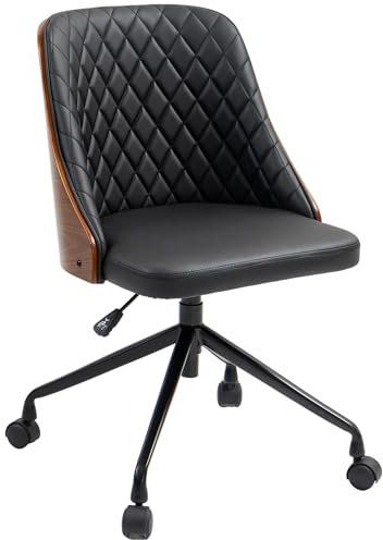 Vinsetto Bürostuhl Schreibtischstuhl Drehstuhl Home-Office-Stuhl höhenverstellbarer ergonomisch 360°-Drehräder Schaumstoff PU Schwarz 48,5 x 54,5 x 81-87 cm