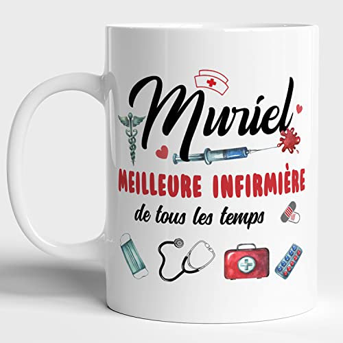 Lalasol Mug Personnalisé Message Meilleur Infirmière De Tous Les Temps - Cadeau Pour Collègue Ami Famille Anniversaire Frère Sœur Pot de Départ Noel – Original