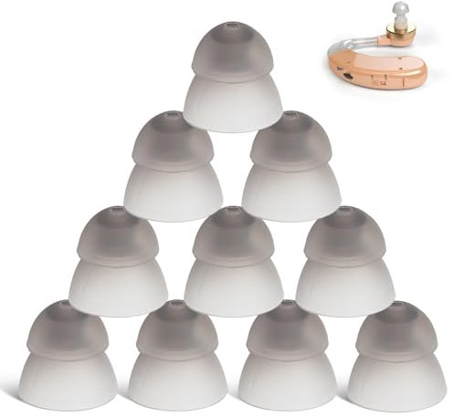 Dôme D'aide Auditive De 10 Pièces, 10mm Ouverts Prothèses Auditives Double Couche Dôme En Silicone Bouchons D'oreille appareil auditif De Remplacement Pour Les Aides Auditives Âgées (Noir) 