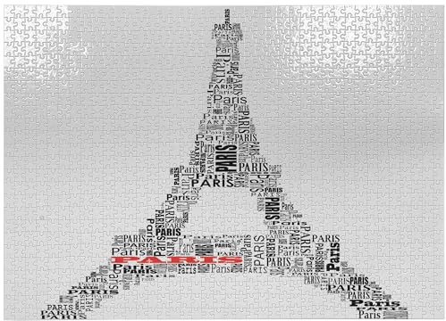 ABAKUHAUS Paris Puzzle, Paris Frankreich-Tour, Heirloom-Qualität lustige Aktivität für die Familie langlebiger Karton, 1000 Stücke, Schwarz-Weiss