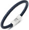 COOLSTEELANDBEYOND Dünn Dunkelblau Leder Armband für Herren Damen Geflochtenes Leder Armreif Schweißband mit Edelstahl Magnetverschluss