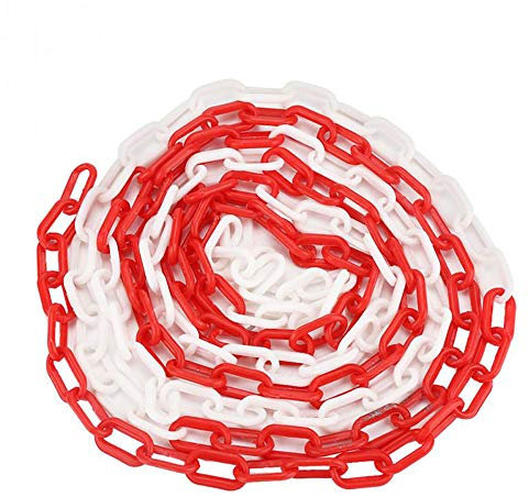 1 Stück Kunststoffkette, 8mm*5m Warn- oder Signalkette für Autobahnwartung, Parkplätze, Gefahrenbereiche, Rot & Weiß