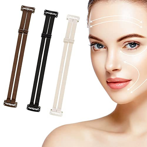 ALTcompluser 3 Stücke Face Lifting Tape Facelifting Tape Bänder Face Lifting Band Facelifting Bänder mit Clips Unsichtbare Face Lift Tape für Kinn, Gesicht Nacken und Augen(Schwarz/Beige/Braun)