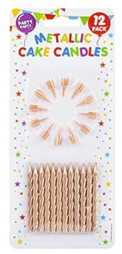 Stunning Metallic Rose Gold Cake Candles with Holder - 60mm (Pack of 12) - Elegant & Dazzling Design - Perfect for Birthdays, Special Occasions & Celebrations