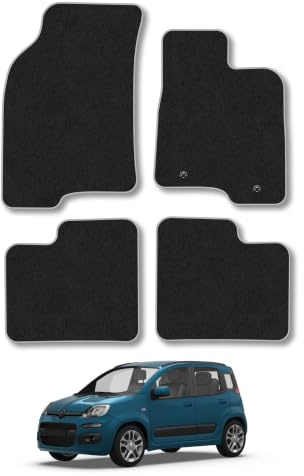 Fiat Panda (2012-2015) Carpet Car Mats | Grey Edge Trim Tailored Fit Floor Mats Full Coverage Protection Accessories Easy Clean Anti Slip Made in the UK