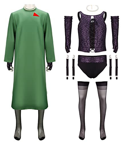LIKUNGOU Rocky Horror Verkleidung Dr. Frank Furter Kostüm Transvestite Pailletten Weste Unterwäsche Fischnetz Halloween Rave Cosplay Outfit (XXL)