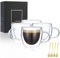 VENVENWEAVS Espresso Cups Set Of 4,Double Wall 5OZ Hand Blown Espresso Shots Glass,Espresso Coffee Mugs In Gift Box,Perfect For Espresso,Latte,Cappuccinos,Tea Bag,Juice