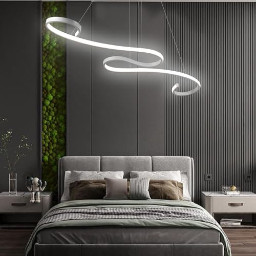 Arcadia Lampadario Led Soffitto a Sospensione Moderno con Luce Calda e Fredda Dimmerabile, Telecomando e App per Cellulare - Lampadario Camera da Letto, Soggiorno, Cucina e Cameretta - 3000 LM 100 Cm