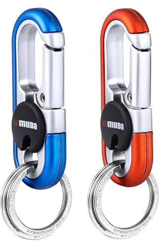 Mkitnvy 2 Stück Schlüsselanhänger Rostfreier Stahl, Unisex SchlüSselanhäNger Karabiner Auto mit 4 Schlüsselring, für Outdoor, Mini-Outdoor-Werkzeuge, für Den Eigenen Gebrauch Oder Als Geschenk (B)