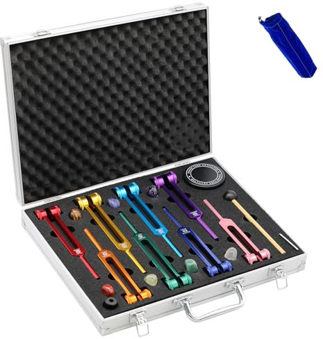 Chakra-Stimmgabel-Set, verbesserte gewichtete Stimmgabeln für Heilung Chakra-Set, Klangheilungsinstrumente Kit mit Stimmgabel-Aktivator für Chakra-Heiltherapie, DNA-Heilung, Yoga, Meditation