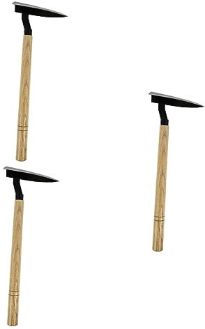 ABOOFAN 3 Stück Dreieckige Holzhacke Landwirtschaft Handhacken Grabhacke Stiel Gemüsehacke Gartengeräte Pflugwerkzeuge Grabhacke Rechen Schaufel Japanische Unkrauthacke