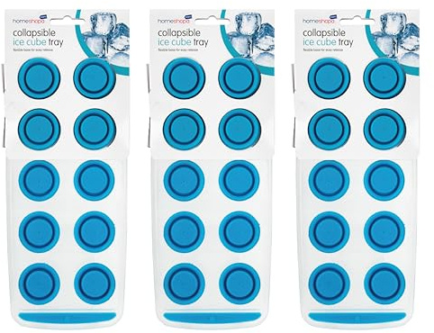 HOMESHOPA Ice Cube Tray 3 Pack, 10 Circle Cubes, Easy-Release Pop Out Flexible Silicone Reusable Ice Molds, BPA Free & Save Freezer Space, Removable Ice Cubes for Whisky Cocktails Beer Drinks, Blue