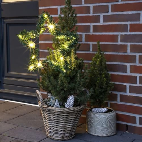 LED Gartenstecker Stern 36x72cm - LED Stern mit Timer für Außen groß - Weihnachtsdeko Weihnachtsstecker Outdoor