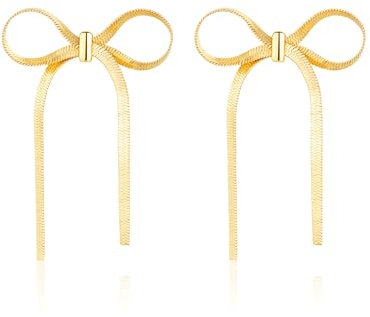 Rajputana Schleifen Ohrringe Gold für Damen, Gold Drop Bow Earrings for Women Girls, Golden Dangle Schleife Ribbon Earrings Tassel Earrings for Wedding Statement Trendy Jewelry