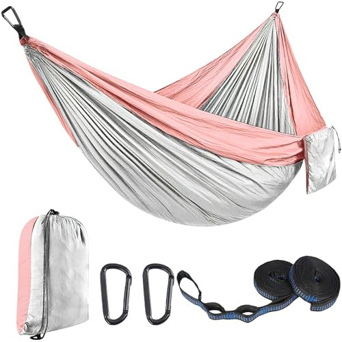 EDWINENE Camping Hängematte für 2 Personen, Hammock Superleichte Bragbare Belastbarkeit bis 300 kg(275 x140 cm), Haengematte mit Reisetasche für Garten, Indoor, Balkon, Camping
