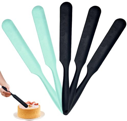 XNIVUIS 5 Pezzi Spatole in Silicone Spatola Cucina Spatola per Dolci Resistente al Calore Spatola Spatole Resistenti al Calore per Cottura per Mescolare Cuocere e Cucinare (Nero, Verde)