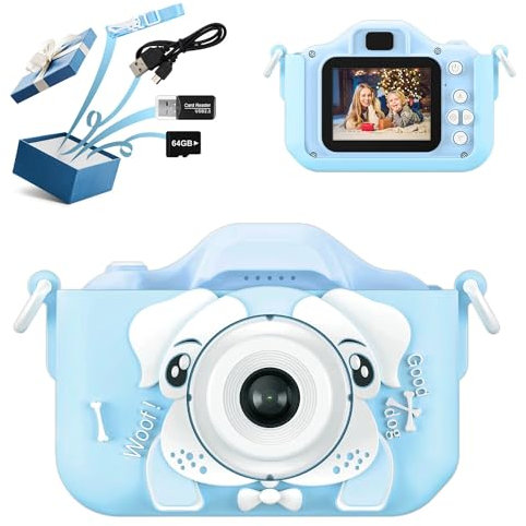 Kids Camera,HD 1080P Toddler Camera for Boys and Girls,Kids Digital Camera with 64GB SD Card,Christmas Birthday Gifts for 3-12 Years Old Kids,Suitable Toy Toddler Camera