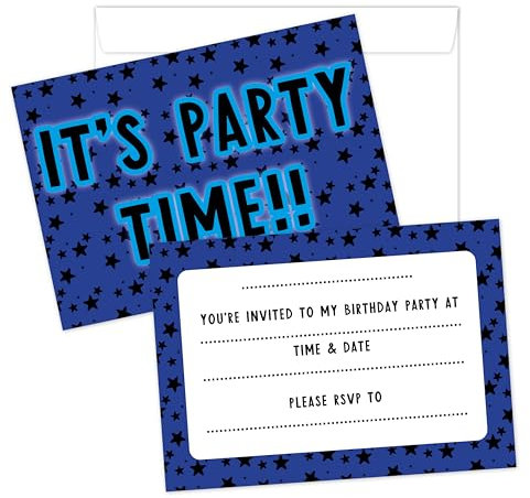 Manta Makes Party invitations for kids or adults pack of 36, blue star birthday invitations for boys, birthday party invitations pack, party invites - suitable for all ages