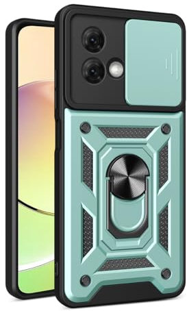 YSONCHAN Coque pour Motorola Moto G84 5G, Housse Protection avec Antichoc Cover Objectif, Étui Bumper avec Anneau Magnétique et Support, Coque Robuste. Vert