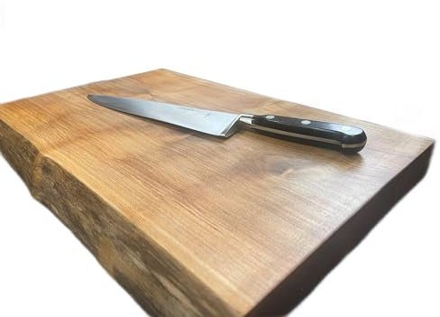 Urban Reclamation Waney Edge Oak Chopping Board - Live Edge Cutting Board - Handmade James Martin Style with Rubber Feet (50cm x 30cm x 4cm)