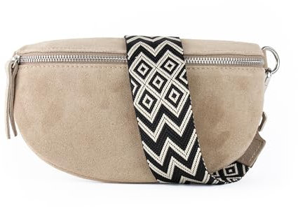 lePelou Bauchtasche aus Veloursleder, Wildleder Bauchtasche, Festival Tasche, Cross Body Tasche, Gürteltasche, Geschenk (Beige 1, M)