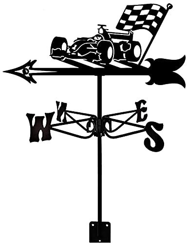 LYDSB Weather Vane Stainless Steel Weathervanes Practical Wind Direction Indicator Measuring Tools Farm Scene Home Outdoor Garden Crafts Ornament(Color:Sports car) (F1 Racing)