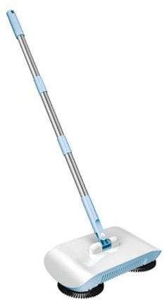 Meoky Hand-Push-Kehrmaschine für die Haushaltsreinigung, 2-in-1-Teppichkehrmaschine für trockenen und nassen Mehrzweck-Bodenreiniger für den Hausgebrauch,Blau