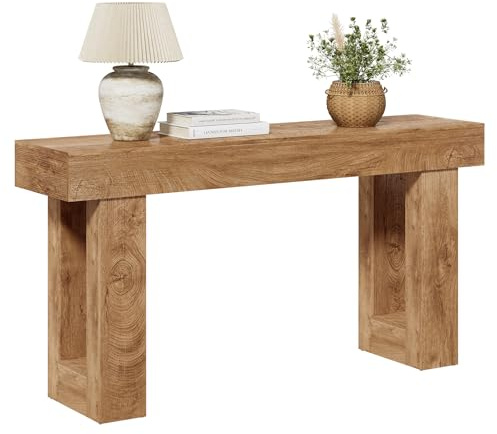 LITTLE TREE 63 Inches Long Console Table for Entryway, Sofa Table Behind Couch, Wooden Entry Table Foyer Hallway Table, Industrial Console Sofa Table for Living Room, Oak Color
