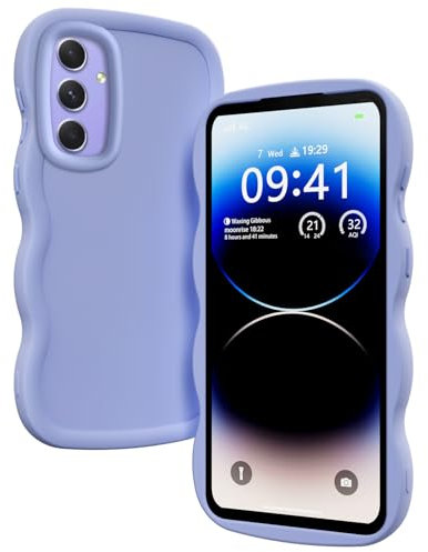 XINYEXIN Liquid Silicone Case for Samsung Galaxy A54 5G, Wave Frame Curly Shape Cute Protective Case Soft Shockproof Bumper Cover - Purple