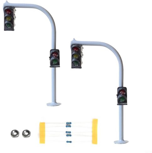 Lot de 2 feux de signalisation piétons à LED pour feux de circulation routière, modèles de trains à l'échelle N pour rail et bâtiment