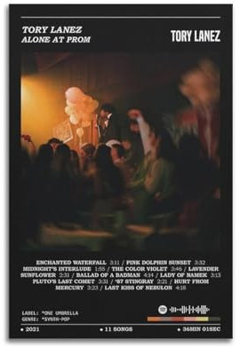 MHUYGGU Tory Lanez Poster Alone at Prom, dekoratives Leinwandposter, Wandkunst, Dekor, Wohnzimmer, modern, Familienschlafzimmer, Dekoration, Poster, 30 x 45 cm, ungerahmter Stil