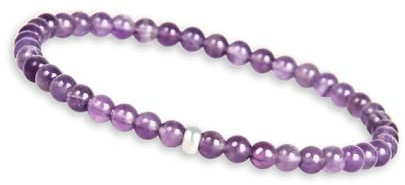 GD GOOD.designs Amethyst Perlenarmband Damen mit echten 4mm Natursteinen und 925 Silber Perle - Edelstein Armband I Kugelarmband mit Naturstein Perlen