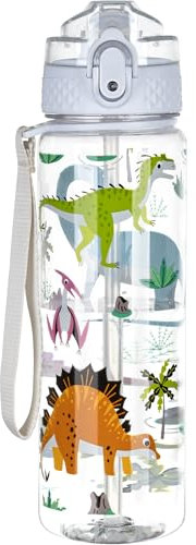 OLDLEY 17oz Kids Water Bottle for school Girls Boys, Water Bottle With Silicone Straw, Leak-Proof Tritan BPA-Free, Reusable water bottles for kids, Dinosaur