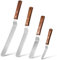 4PCS Spatule Coudée Pâtisserie, Spatule Inox Cuisine avec Manche en Bois, Palette Pâtisserie Idéale pour Gâteaux, Crêpes, Lissage et Décoration, Ustensiles à Pâtisserie