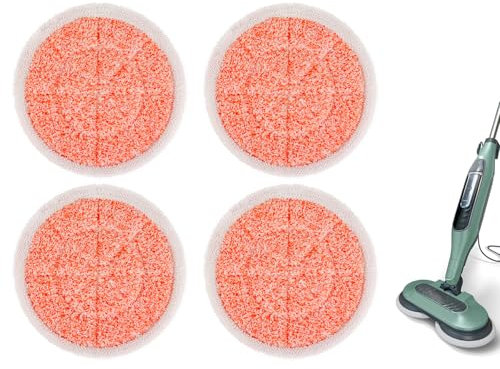 Sgizoku S6002UK Steam Mop Pads Compatible with Shark Steam Mop Cover Replacement,Heavy Scrub Pad,4Pack Reusable Steam & Scrub Cleaning Pads,Super Friction Orange Velvet+ Nylon Yarn Pads