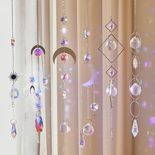 6 Stück Kristall Sonnenfänger Fensterdeko Regenbogen Prisma | Suncatcher, Lichtfänger, Regenbogen Effekt, Fenster Deko, Windspiel, Hochzeit, Party, Garten Dekoration