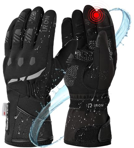 RIDEIRON Motorradhandschuhe Winter Herren Damen, Motorrad Handschuhe Wasserdicht Winddicht Warm mit 3M, Hartschale Knöchelschutz, Touchscreen & Reflektierend，M-XXL