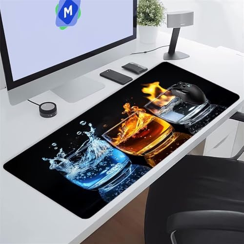 Tapis de Souris XXL Gaming 900x400x3 mm Tasse Bleue Grand Tapis de Souris Gamer avec Base antidérapante Grand Tapis de Bureau Haute précision et Vitesse pour Jeux/Bureau/Maison
