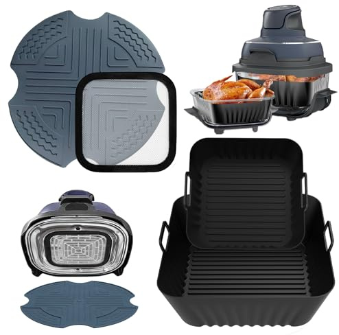 Bafiwu 4 Accessoires Compatible avec Ninja Crispi FN101 | Compatible avec Ninja Crispy, Moule Silicone, Tapis Résistant à la Chaleur + Protection Anti-Éclaboussures
