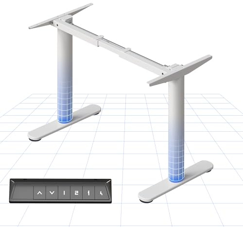 FLEXISPOT Bureau Assis Debout Électrique, Pieds Ronds, Blanc