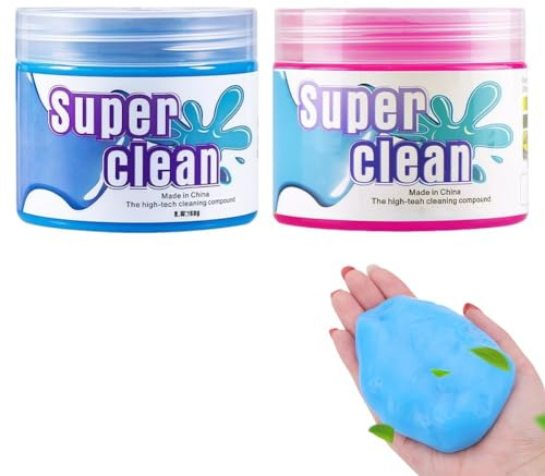 EduPlayte Car Interior Cleaning Gel, Pack of 2 Keyboard Slime Cleaner for Interior Car, Car Cleaning Dust Cleaning Gel, Universal Dust Cleaner for PC, Tablet, Laptop (Blue + Pink)